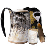 Fenrir Viking drinking horn mug 16oz close-up showing natural horn texture for authentic look.