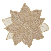 Feuille Christmas placemats with poinsettia for round tables add festive warmth and protection.
