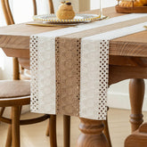 FEXIA boho table runner with out tassels adds rustic charm to a 90-inch table.