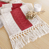 FEXIA Christmas table runner with tassels adding rustic elegance to your dining setup.
