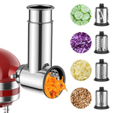 FGREEBLE KitchenAid attachment front view for seamless slicing and shredding.