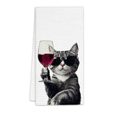 FIicy funny cat kitchen towel pattern adds playful style to your counter.