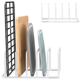 Fikoksol cutting board organizer keeps boards neatly stored and easy to access.