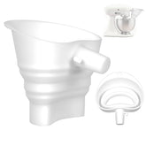 FIMXSD foldable flour funnel attached to KitchenAid for a secure, mess-free pour.