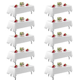 Findyou 10-pack white tablecloth 60x102 inches on dining table for elegant events