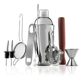 FineDine cocktail shaker set stored in an ergonomic case with secure slots.