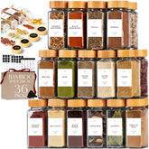 FINESSY glass spice jars 36-pack for organized pantry storage and easy access.