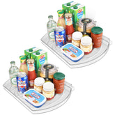 FIRJOY Lazy Susan turntable in fridge, clear rectangle for easy back-of-shelf access