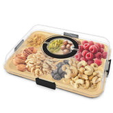 Firjuty charcuterie board with clear lid front view for entertaining