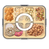 Firjuty charcuterie board with clear lid and handle for easy transport and freshness.