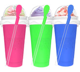 Firjuty slushie cup with freeze-cap in action for quick refreshing slush
