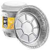Fit Meal Prep 8-inch round aluminum pan with clear lid for even baking and easy storage.