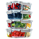 FIT Strong & Healthy glass 4-pack for organized meal prep portions.