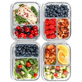 FIT Strong & Healthy 2-compartment blue bento box for portion-controlled meals