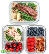 FIT Strong & Healthy glass 1-compartment meal prep container for organized portions.