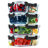 FIT Strong and Healthy glass meal prep container with two compartments for balanced portions.
