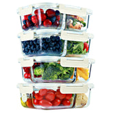 FIT Strong & Healthy two-compartment glass meal prep container for portion control and organized meals.
