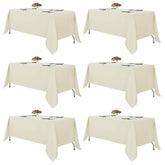 Fitable Ivory tablecloth 6-pack; easy-care fabric for dinner parties.