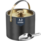 FiveHome 3.2L insulated ice bucket with lid and scoop keeps drinks cold longer.