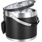 FiveHome 3Quart ice bucket with leather lid adds elegant cooling to parties.