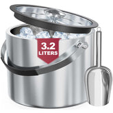 FiveHome ice bucket with lid and scoop keeps ice cold for long parties.