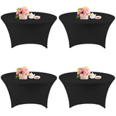 Fivenl round spandex tablecloth 5ft black drapes smoothly for weddings and banquets