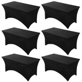 Fixwal 6-pack black table covers snugly fitting a 6ft table for a sleek setup