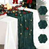 Fixwal Christmas table runner with pleated gauze for elegant holiday tables