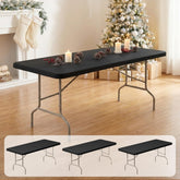 Fixwal elastic fitted tablecloth on a 6ft table, provides a clean dining setup.