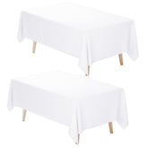 Fixwal white tablecloth on a 6 ft rectangular table with a 15-inch drop for elegant dining.