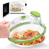 Fkprorjv microwave splatter cover with steam features for moist heating.