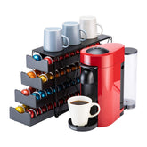 FlagShip Nespresso pod drawer front view shows four-tier organization for quick pod access.