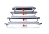 FlexiTuff Glass 1qt rectangular bakeware shines in the oven for even baking.