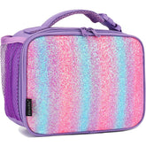 FlowFly Kids Lunch Bag with insulated purple glitter finish for all-day freshness