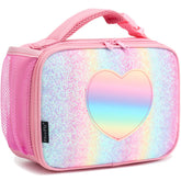 FlowFly Kids Lunch Box front view shows glitter rainbow design for school meals