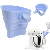 FMOYSIEN foldable flour funnel on a KitchenAid tilt-head mixer for spill-free pouring.
