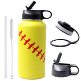 FMYWZS softball water bottle front view highlights durable stainless steel finish for daily use.