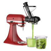 FOCOllK masticating juicer attachment side view for KitchenAid, compact and durable for efficient juicing
