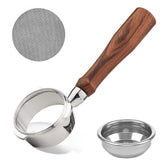 FogKAY 58mm bottomless portafilter head in stainless steel for precise extractions.