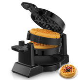 FOHERE dual Belgian waffle maker with 180° flip for even browning.