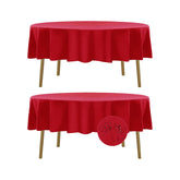 Fokitut round tablecloth in red with waterproof fabric protection for spills.