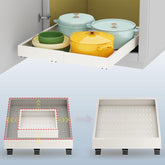 Fokyfok pull out cabinet organizer wide-angle view showing expandable width.