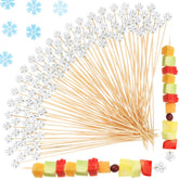 FoldTier snowflake cocktail pick 8in in white boosts presentation for drinks and appetizers