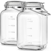 Folinstall 2-pack 1.5 gallon glass jars with clip lids, ideal for pantry organization and durable storage.