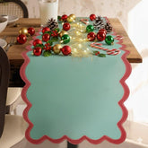 Folkulture table runner 90-inch green checkered on dining table enhances casual meals.