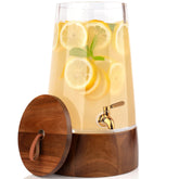 Foodle large glass drink dispenser with spigot showing clear beverages and clean pours
