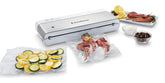 FoodSaver compact vacuum sealer in white, space-saving design for organized kitchen storage.