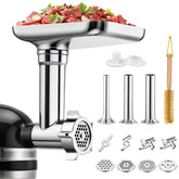 FOKIEE metal meat grinder attachment on a KitchenAid mixer for smooth grinding