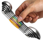 Forkmannie magnetic measuring spoons set of six, overview, ideal for accurate kitchen prep and organization.