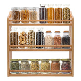 FoverOne bamboo spice rack front view shows tidy, accessible jars
